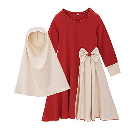 KEIZHUONIQIU Gebetskleidung Für Kinder,Mädchen Muslim Kleider, Lange Ärmel Abaya Mit Hijab, Islam Kleidung,Muslimische Kleid Set,Gebetskleid Jilbab Khimar Ramadan von KEIZHUONIQIU