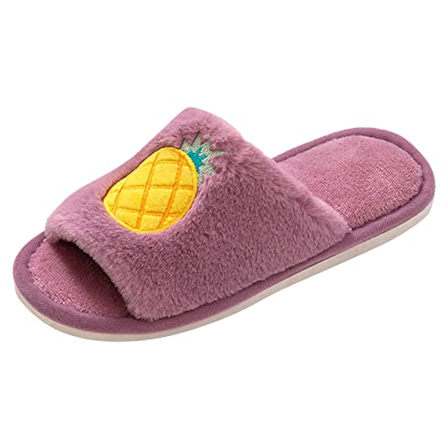 KEIZHUONIQIU Haus Hausschuhe Damen Winter Fuzzy Pantoffeln Warmes Anti-Rutsch Slip-On Cozy Flanell Gefütterte Schlappen Flache Weicher Damen-Hausschuhe Indoor Home von KEIZHUONIQIU