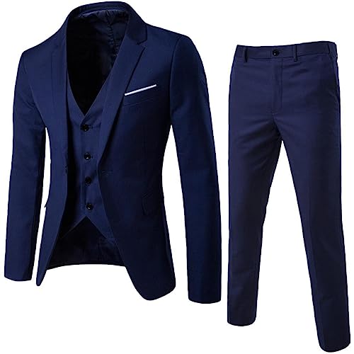 KEIZHUONIQIU Herren 3-teilig Business Anzug Slim Fit Sakko mit Weste und Hose Dreiteiler Male Herrenanzug für Hochzeitsfeiern von KEIZHUONIQIU