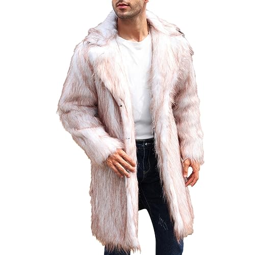 KEIZHUONIQIU Herren Fellmantel Winter Wärme Kunstpelz Mantel Jacke Freizeit Lange Felljacke Cardigan Dicker Plüschjacke Warmer Winterjacke Pelzmantel von KEIZHUONIQIU