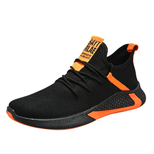 KEIZHUONIQIU Laufschuhe Anti Rutsch Freizeitschuhe Sneaker Ohne Binden Turnschuhe Herren Sneaker 43-46 Weiss Tennis Schuhe 37 Fitnessschuhe Weiß Jogging Sportschuhe Orange von KEIZHUONIQIU