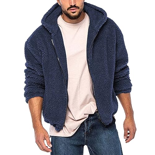 KEIZHUONIQIU Teddy Fleece Sweatjacke Herren Stehkragen Fleecejacke Herbst Winter Weich Übergangsjacke Basic Langarm Plüschjacke von KEIZHUONIQIU