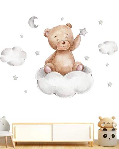 KEMUZ Wandtattoo Bär auf Mond Wandaufkleber Tiere Heißluftballon Wolken und Sterne Wandsticker Kinderzimmer Babyzimmer Schlafzimmer Wanddeko KEMUZ Wandtattoo Bär auf Mond Wandaufkleber Tiere Heißluftballon Wolken und Sterne Wandsticker Kinderzimmer Babyzimmer Schlafzimmer Wanddeko von KEMUZ