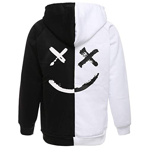 KENAIJING Herren Hoodie, Outdoors Full-Zip Jacke Kapuzenpullover Sweatshirt (Schwarz Weiß 1, XL) von KENAIJING