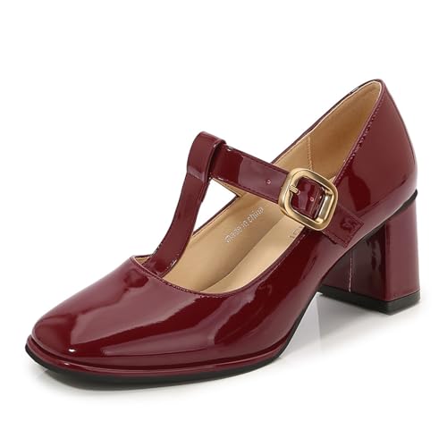 Damen Mary Jane High Heels Lolita Plateau High Heels Kleider Square Toe High Heels Damen Loafer von KEROBGJFS