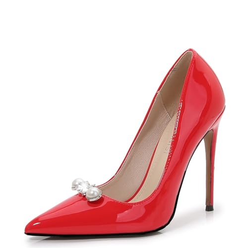 Damen-Pumps, spitzer Zehenbereich, hoher Absatz, 12 cm, Party-Stiletto-Absätze von KEROBGJFS