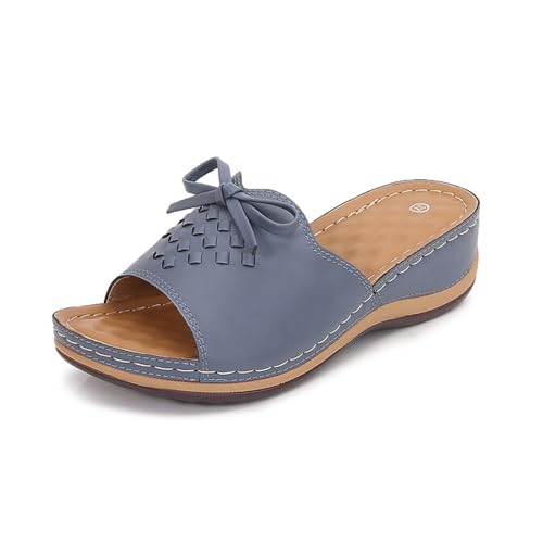 KEROBGJFS Damen-Sandalen und Keilabsatz: Slip-On, modische Sommer-Bequem-Slipper-Sandalen, leichte, lässige Plateau-Schuhe von KEROBGJFS