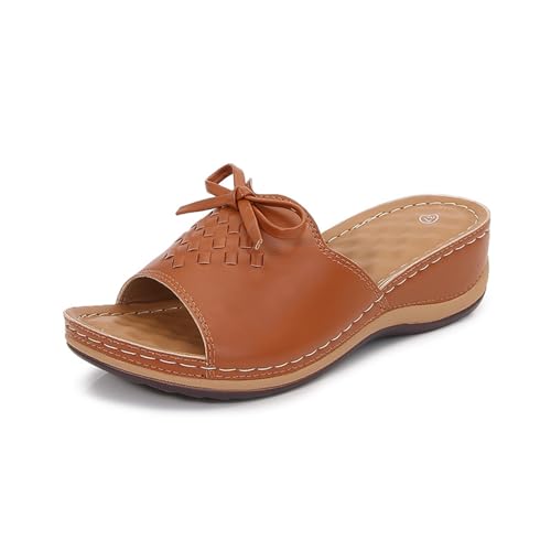 KEROBGJFS Damen-Sandalen und Keilabsatz: Slip-On, modische Sommer-Bequem-Slipper-Sandalen, leichte, lässige Plateau-Schuhe von KEROBGJFS