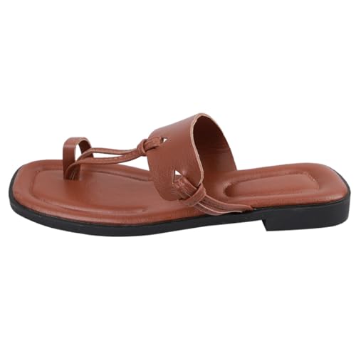 KEROBGJFS Flache Damensandalen mit offener Zehenpartie, zum Hineinschlüpfen mit Kreuzriemen, elegante, lässige Sommerschuhe von KEROBGJFS