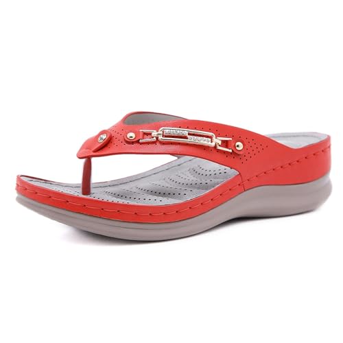 KEROBGJFS Sandalen für Damen, Keilschuhe: Bequeme orthopädische Sandalen für Damen, elegante Sommer-Flip-Flops, lässige Gehkeile von KEROBGJFS