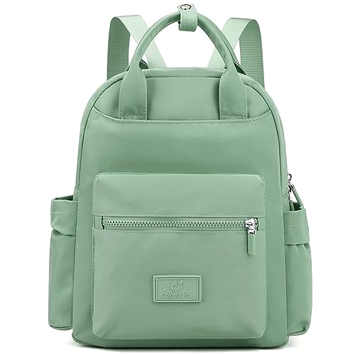 KESUDE damen Rucksack Klein Elegant, Cityrucksack Damen rucksackhandtasche Kleiner Schultertasche 2 in 1 Wasserdicht Damenrucksack Moderne Schultasche Nylon Reiserucksack Daypack für Frauen, Grün von KESUDE