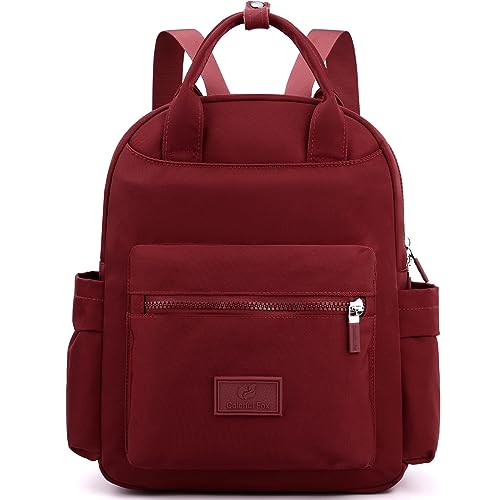 KESUDE damen Rucksack Klein Elegant, Cityrucksack Damen rucksackhandtasche Kleiner Schultertasche 2 in 1 Wasserdicht Damenrucksack Moderne Schultasche Nylon Reiserucksack Daypack für Frauen, Weinrot von KESUDE