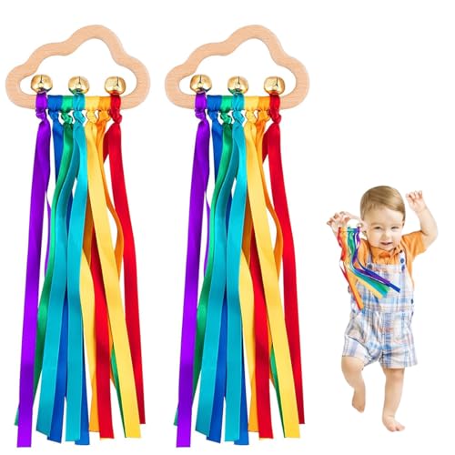 KEWUF 2 Stück knistertuch baby, Baby Rassel Spielzeug, Regenbogen Rasselband aus Holz, Regenbogen Holzband Ring Spielzeug, Kreis für Babys, Neugeborene, Jungen und Mädchen KEWUF 2 Stück knistertuch baby, Baby Rassel Spielzeug, Regenbogen Rasselband aus Holz, Regenbogen Holzband Ring Spielzeug, Kreis für Babys, Neugeborene, Jungen und Mädchen von KEWUF
