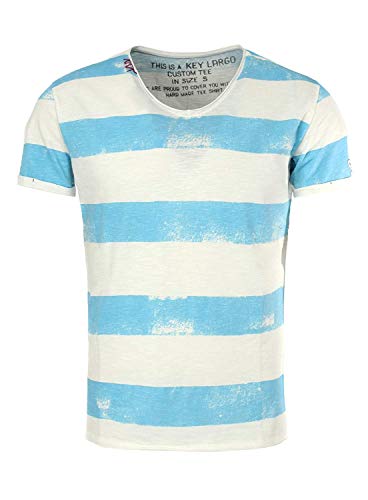 KEY LARGO Herren Airline v-Neck T-Shirt, Offwhite-Blue (2073), 3XL von KEY LARGO