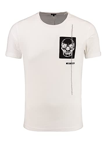 KEY LARGO Herren Skull Party Round T-Shirt, Offwhite (1001), M von KEY LARGO