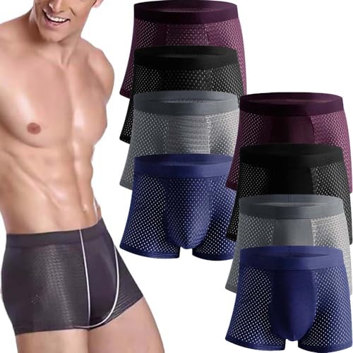 KEYULI Bambus-Boxershorts, 8 Stück, Boxershorts, Faser-Boxershorts, einzigartige Faser-Energiefeld-Unterwäsche (8 Stück,L(55-65kg)) von KEYULI