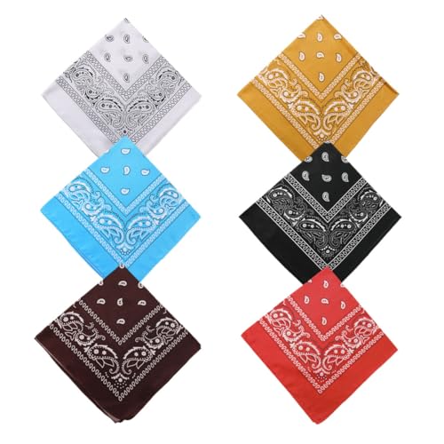 KGDUYC Bandanas Kopftuch damen und herren - 6Pcs Set Paisley Bandana Halstuch Kopf Square Schal Multifunktionsfarbenes Fahrrad-Stirnband Halstuch Taschentuch(55 x 55cm) für Erwachsene kinder von KGDUYC