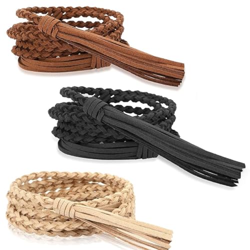 KGDUYC Pack of 3 Plain Woven Tassels Belt- Plain Woven Tassels Belt,for Women Dresses Braided Waist Belt Woven Tassel Chain Belt Rope Belt for Skirt Dress von KGDUYC