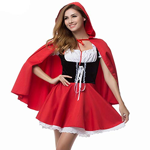 KHDFYER Mini Kleid S-6Xl Sexy Frauen Rotkäppchen Kostüme Adult Anime Cosplay Fantasy Spiel Uniformen Halloween Party Kostüm-Rot_XXXL von KHDFYER