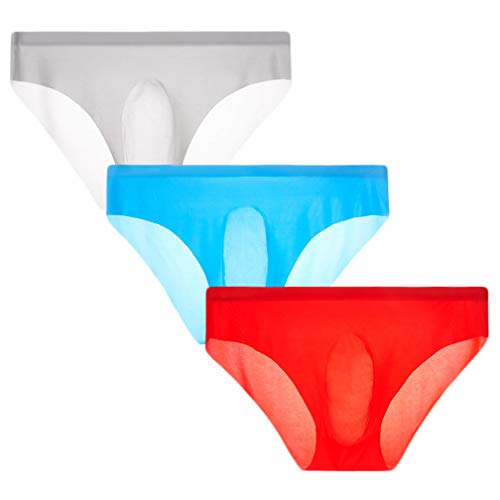 KHUFUZI Herren 3 Farben Pack EIS Seide Brief Ultra Soft Sexy Tanga Micro Modal Beutel Unterwäsche Höschen Geschenk für Freund von KHUFUZI