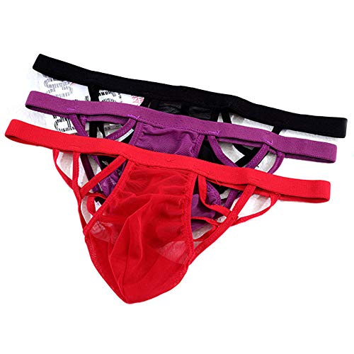 KHUFUZI Herren 3 Farben Pack Sexy Unterwäsche EIS G-Strings Bund Bikini Tangas Geschenk für Freund von KHUFUZI