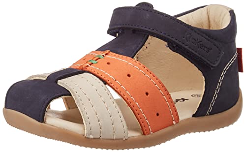 KICKERS Baby-Jungen BIGBAZAR-2 Sandale, Marine BEIGE ORANGE, 23 EU von Kickers