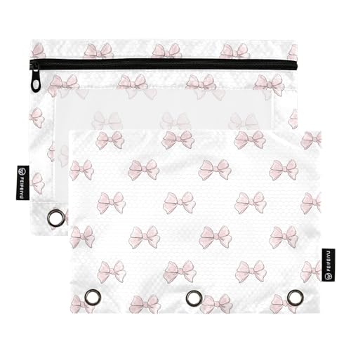 KICPOAY Federmäppchen für 3-Ringbuch, niedlich, schöne rosa Schleife, 2 Stück, transparentes Fenster, Federmäppchen mit Reißverschluss KICPOAY Federmäppchen für 3-Ringbuch, niedlich, schöne rosa Schleife, 2 Stück, transparentes Fenster, Federmäppchen mit Reißverschluss von KICPOAY