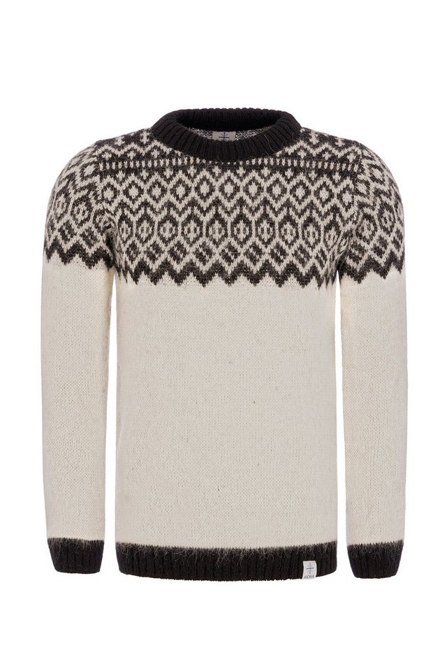 KIDKA Wollpullover Isländischer Pullover - Norwegerpullover für Damen / Herren - weiß - aus rauer isländischer Wolle KIDKA Wollpullover Isländischer Pullover - Norwegerpullover für Damen / Herren - weiß - aus rauer isländischer Wolle von KIDKA