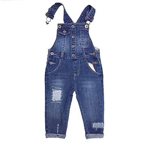 KIDSCOOL SPACE Baby Denim Overall,Kleines Mädchen Schmetterling Knöpfe Dekor Slim Jean Latzhose,Blau,18-24 Monate von KIDSCOOL SPACE