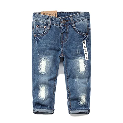 KIDSCOOL SPACE Baby Mädchen Jungen Slim Jeans,D-Ring Gummiband innen Zerrissene Jeanshose,Hellblau,6-12 Monate von KIDSCOOL SPACE