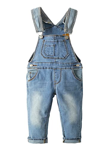 KIDSCOOL SPACE Baby & Kleinkind verstellbare hellblaue verwaschene schmale Jeans-Overalls,Blau,6-12 Monate von KIDSCOOL SPACE