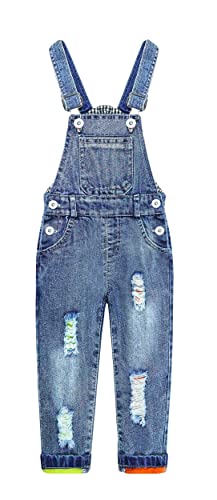 KIDSCOOL SPACE Junge Mädchen Niedlicher Overall, Modischer Overall aus gewaschenem Denim, Blau, 8-9 Jahre von KIDSCOOL SPACE