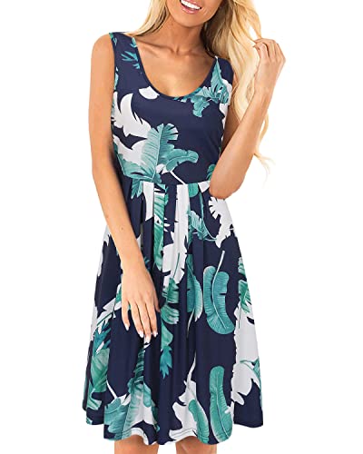 KILIG Sommerkleid Damen Strandkleid Midi Ärmellose Kleid Sommer Leicht Blumenkleid Freizeitkleid (Floral 1,XL) von KILIG