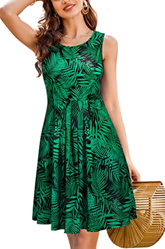 KILIG Sommerkleid Damen Strandkleid Midi Ärmellose Kleid Sommer Leicht Blumenkleid Freizeitkleid (Floral 21,M) von KILIG