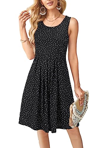 KILIG Sommerkleid Damen Strandkleid Midi Ärmellose Kleid Sommer Leicht Blumenkleid Freizeitkleid (Floral 24,M) von KILIG