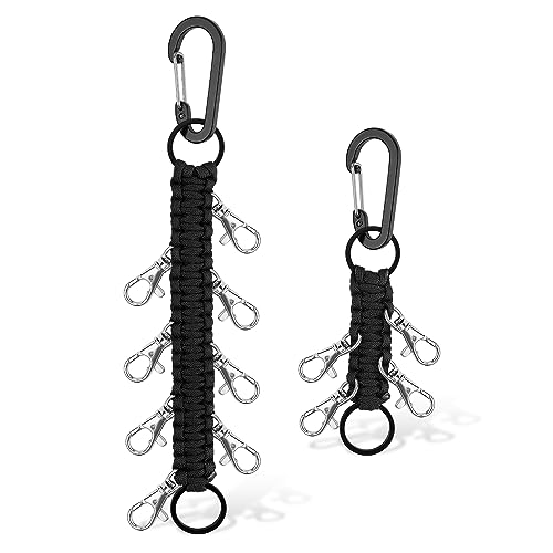 KINBOM 2 Stück Cheer Bow Holder, Groß und Klein Multifunktional Cheer Schleifen Halter Paracord-Schlüsselanhänger-Halter für Teenager Mädchen Weiterführende Schule Hochschulsport (Schwarz) von KINBOM