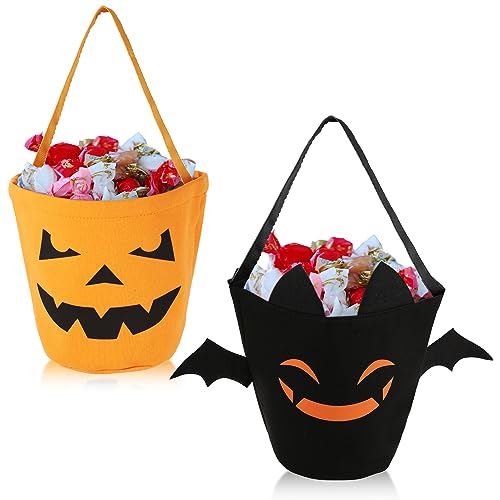 KINBOM 2 Stück Halloween Tüten für Süßes oder Saures, Halloween Taschen Wiederverwendbare Halloween Leinentaschen Halloween Taschen Partygeschenke von KINBOM