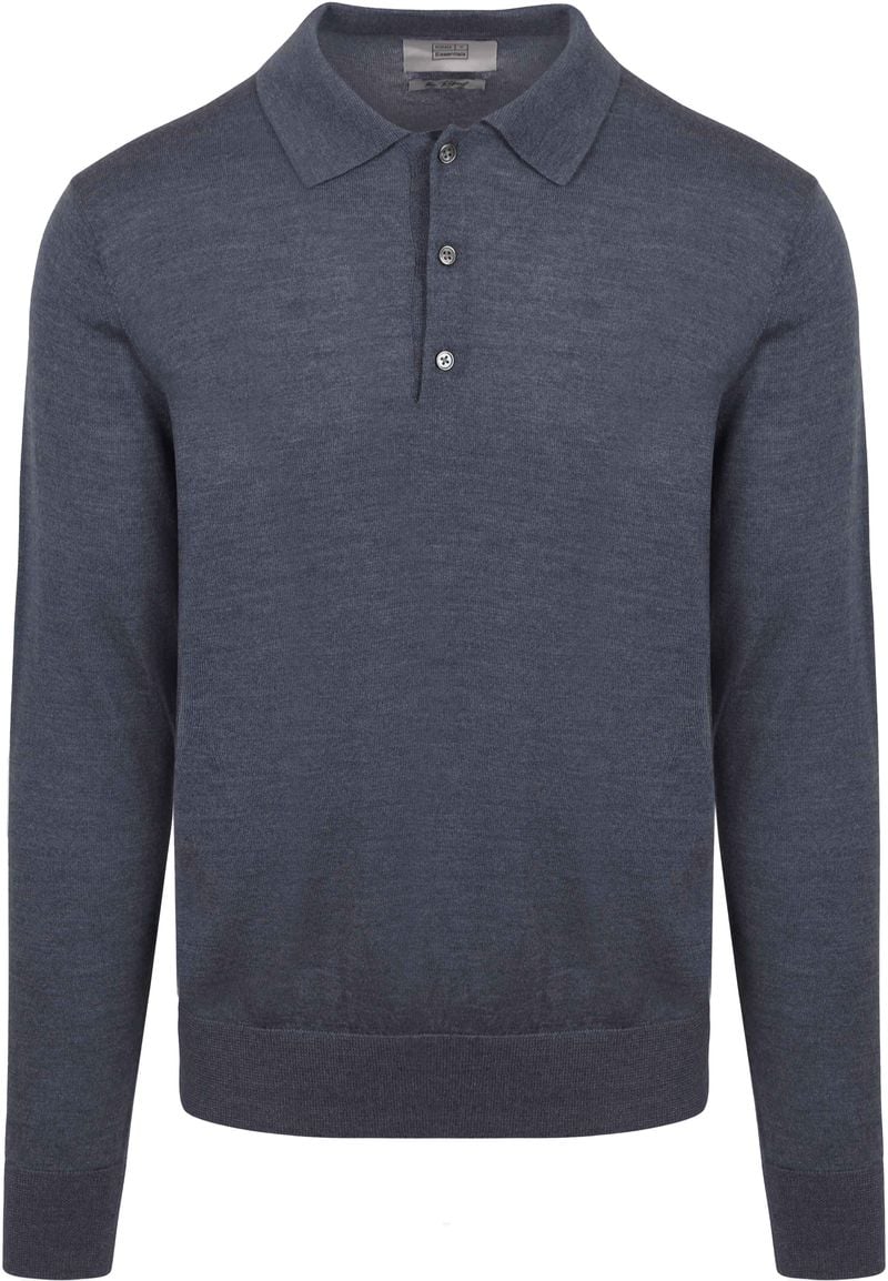 King Essentials The Robert Long Sleeve Poloshirt Merino Anthrazit - Größe XXL von KING Essentials