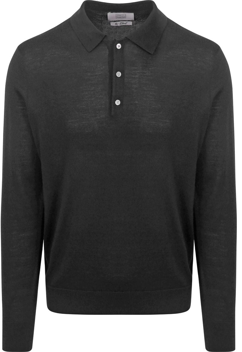 King Essentials The Robert Long Sleeve Poloshirt Merino Schwarz - Größe L von KING Essentials