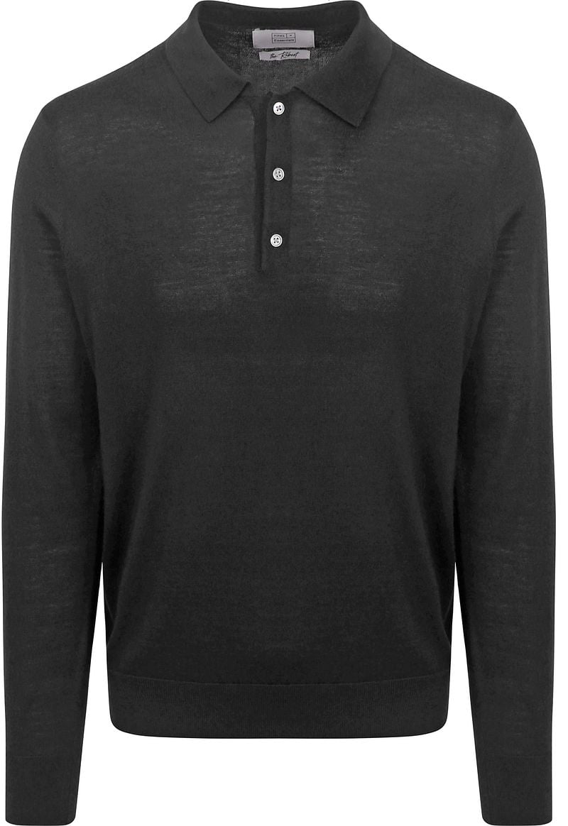 King Essentials The Robert Long Sleeve Poloshirt Merino Schwarz - Größe S von KING Essentials