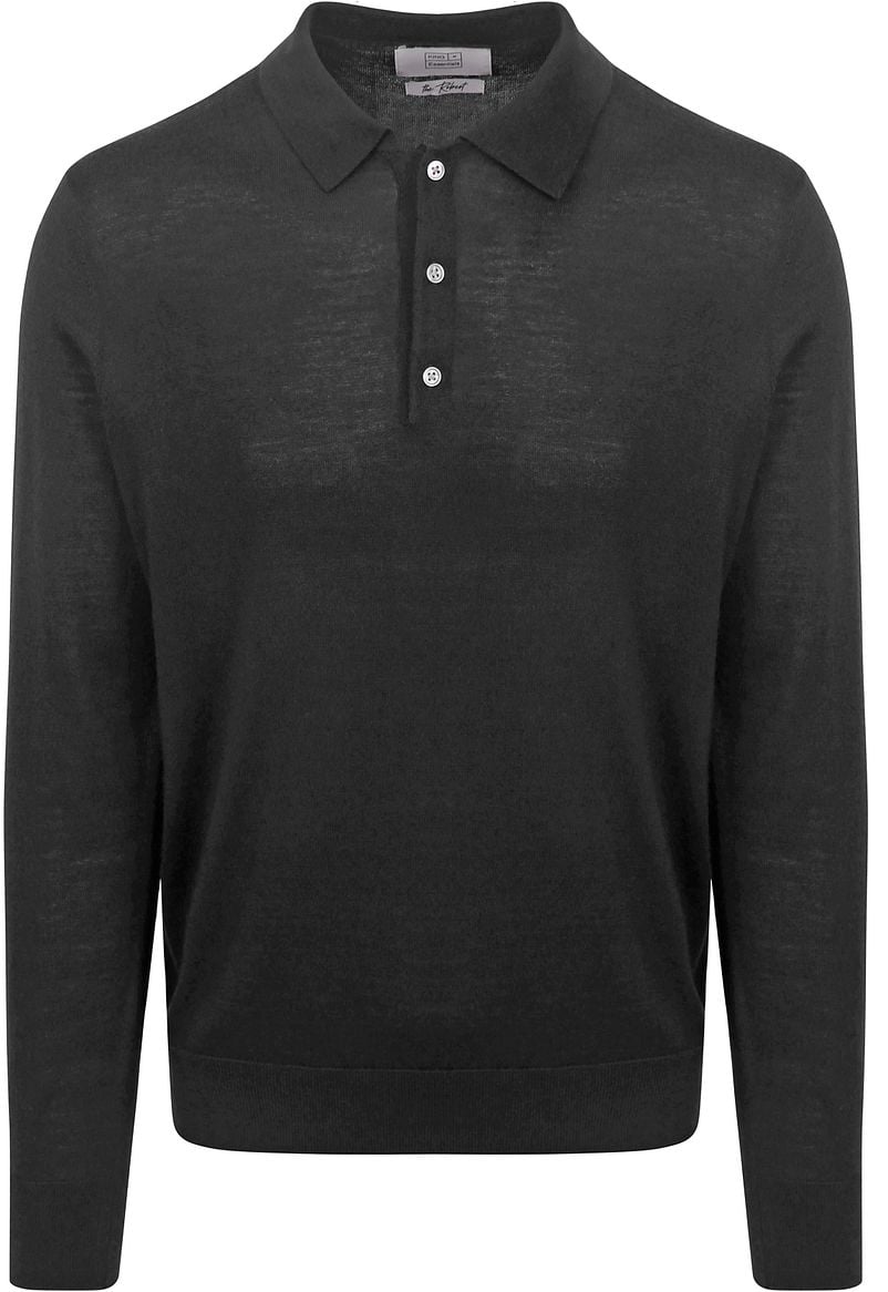 King Essentials The Robert Long Sleeve Poloshirt Merino Schwarz - Größe XXL von KING Essentials