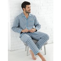 Witt Herren Pyjama, blau-kariert von KINGsCLUB