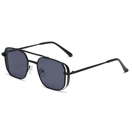 KINLYBO Klassische Vintage-Piloten-Sonnenbrille für Damen und Herren, Steampunk-Metall-Sonnenbrille, schwarz grau KINLYBO Klassische Vintage-Piloten-Sonnenbrille für Damen und Herren, Steampunk-Metall-Sonnenbrille, schwarz grau von KINLYBO