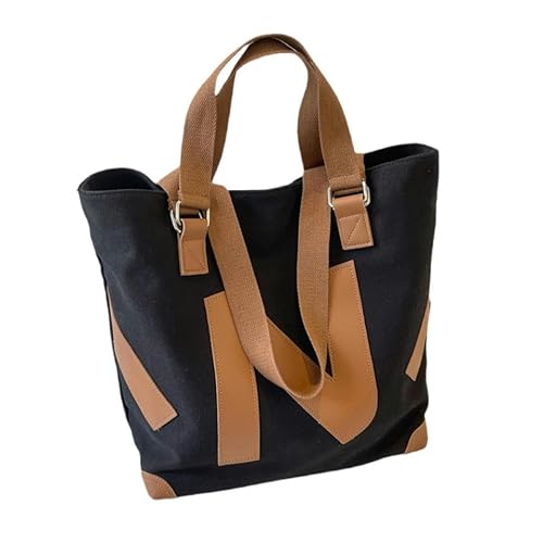 Canvas-Handtasche Lässige Große Kapazität Canvas Tasche Frauen Klasse Tote Bag In Student Schultertasche-Schwarz 2Color-31 * 33 * 17Cm von KINZE