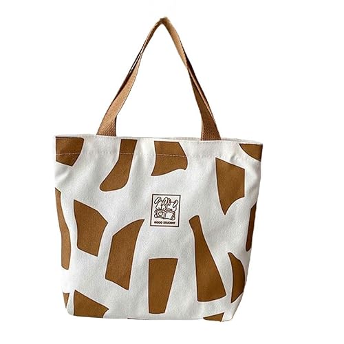 Canvas-Handtasche Tasche Mädchen Kleine Frische Lunch Bag Vielseitige Mädchen Handtasche Canvas Tasche-Weiß-M von KINZE