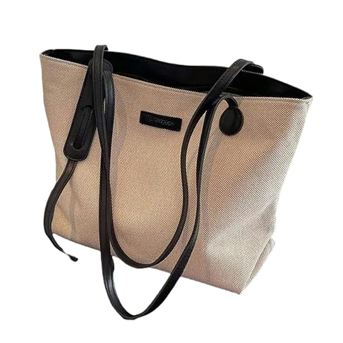 KINZE Canvas-Handtasche Lässige Große Kapazität Tasche Frauen Leinwand Tasche Pendler Schultertasche Einfache Tasche-Schwarz-37 * 26 * 14Cm von KINZE