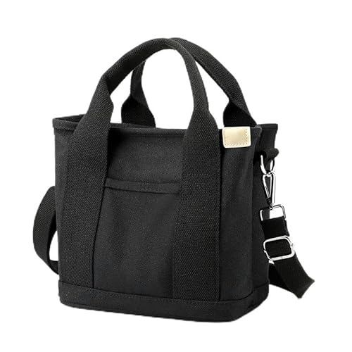 KINZE Canvas-Handtasche Leinwandtasche Einfache Große Kapazität Handtasche Frauen Täglich Pendeln Multifunktionales Lunchtasche-Schwarz-M von KINZE