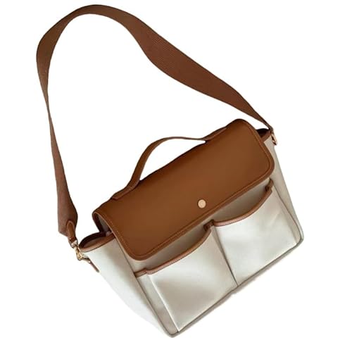 KINZE Canvas-Handtasche Multi-Fach Große Kapazität Mutter Und Baby Cross-Body Leichte Canvas Tasche Tragbare Mama Tasche-Kaffee-34 * 15 * 22Cm von KINZE