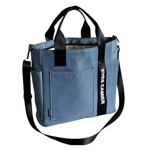 KINZE Canvas-Handtasche Wasserdichte Handtasche, Einfache Canvas-Umhängetasche, Studenten-Pendlertasche, Lunchbox-Tasche-Blau-27 * 27 * 11Cm von KINZE