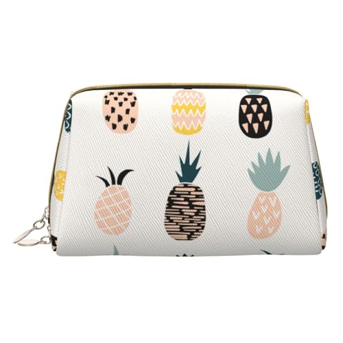 Ananas-Make-up-Tasche für Reisen, Leder, Kosmetiktasche, tragbare Kulturbeutel, Organizer für Damen/Herren, Ananas, Einheitsgröße von KIROJA